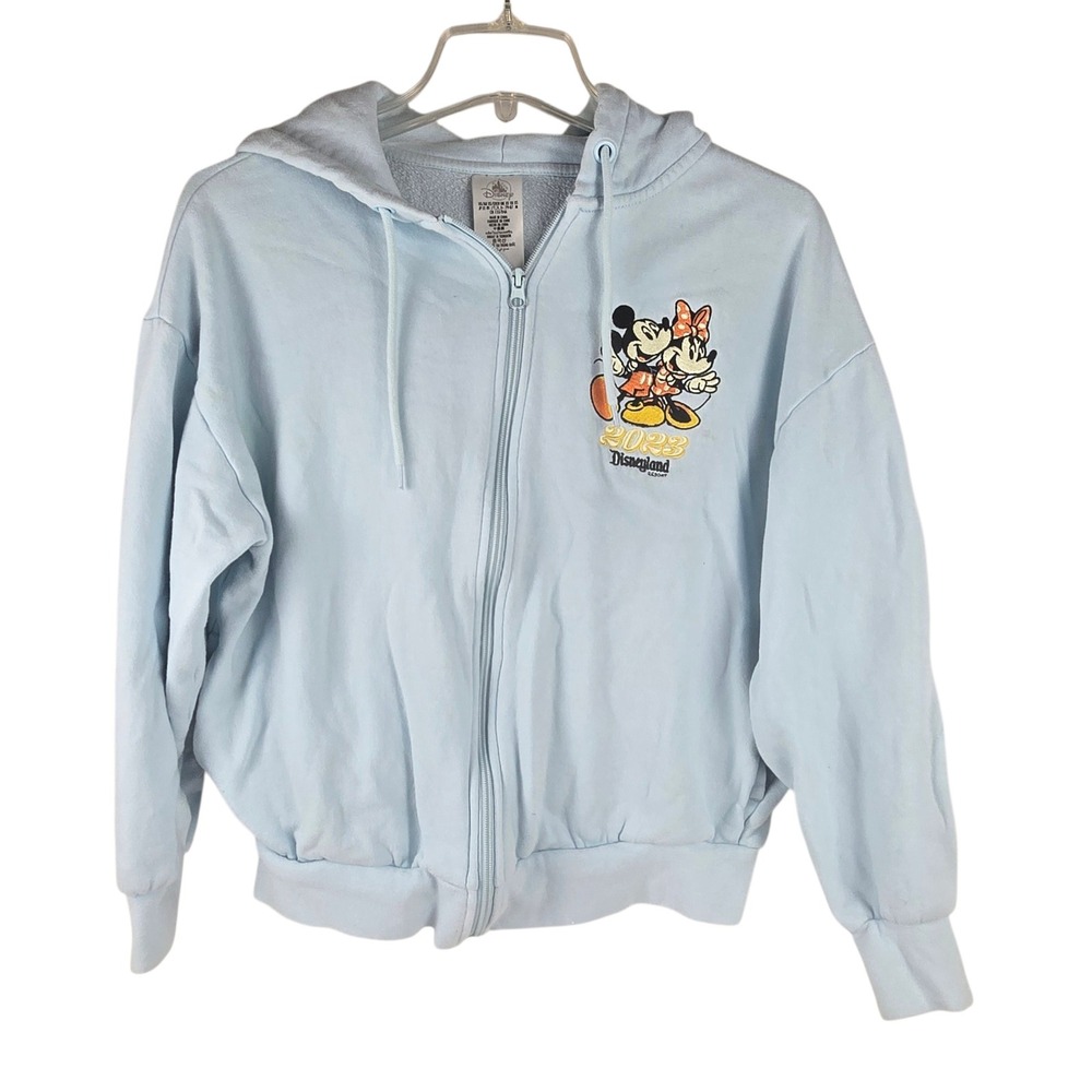 Disney Resort 2023 Hoodie XS Disneyland Embroidered Mickey Minnie Full Zip Blue